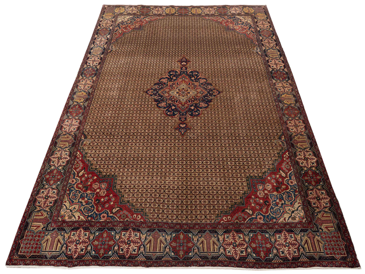 Persian 93512 Brown Navy 8.3x11.4 Hand Knotted Rug
