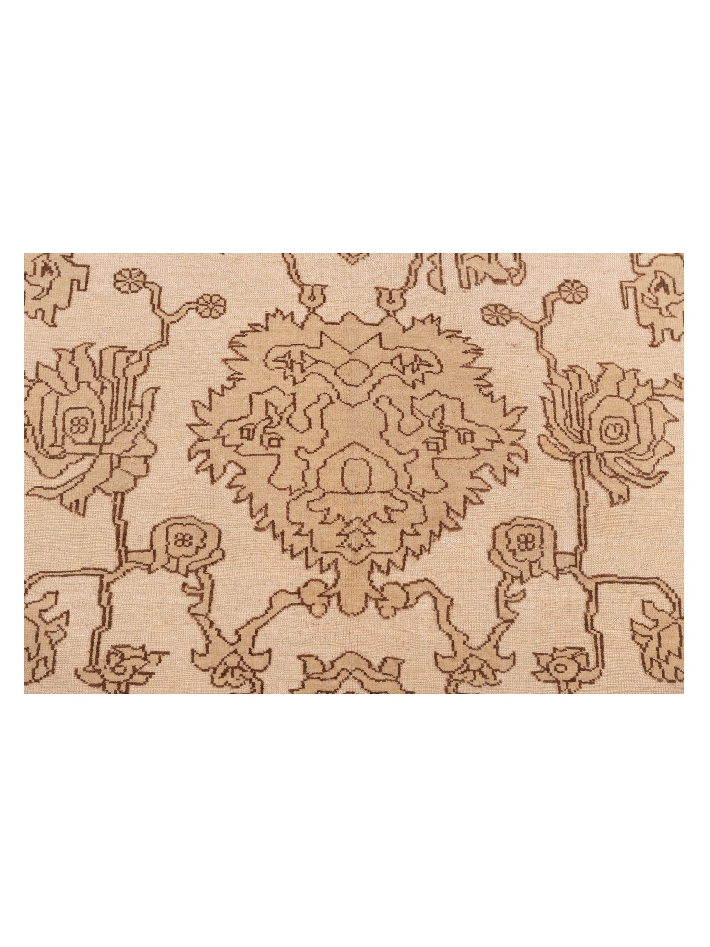 Defne Jade Ivory Dark Brown 6.5x9.5 Hand Knotted Rug