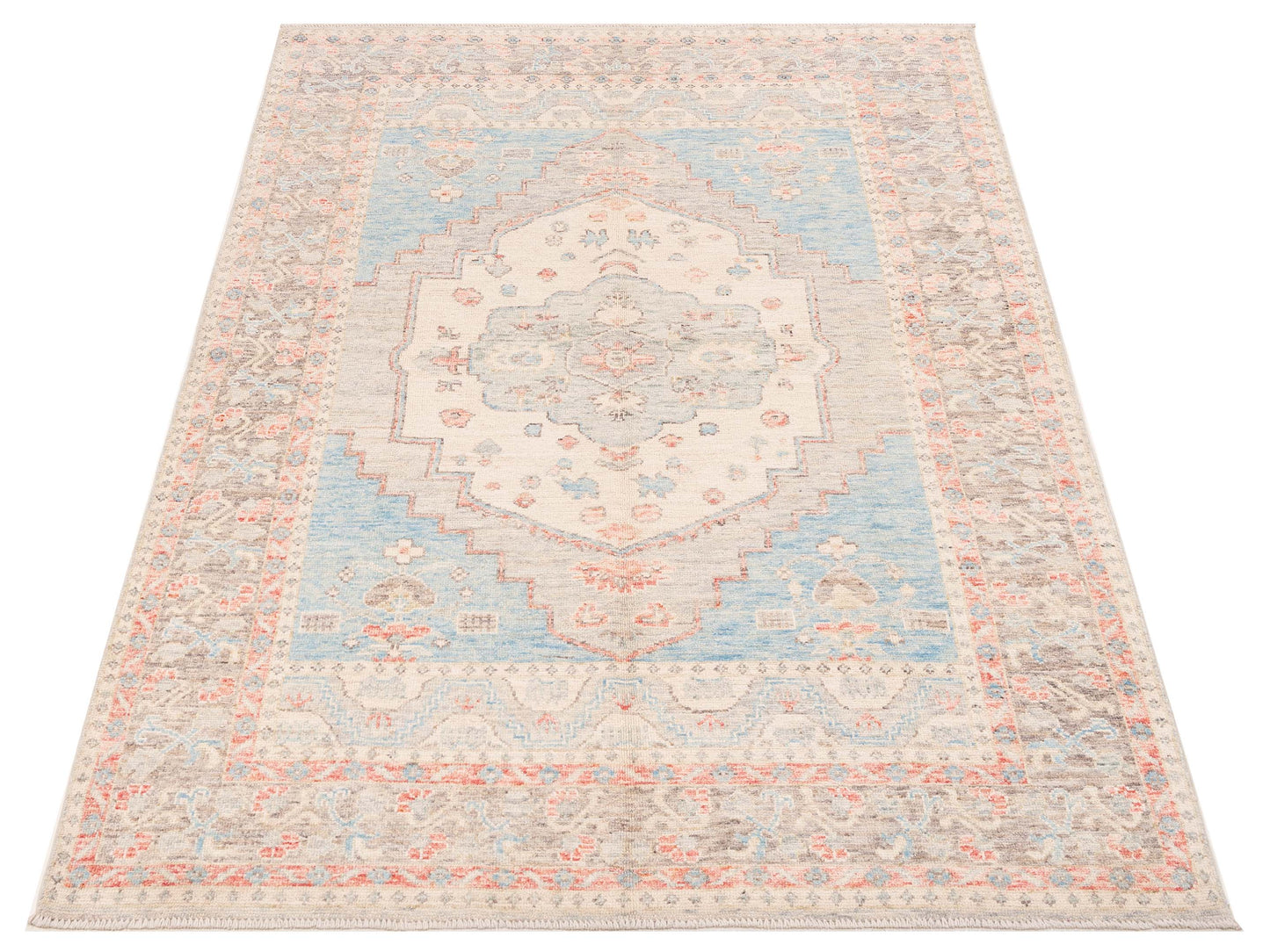Anadol Oushak 151080 Blue Brown 6x9.2 Hand Knotted Rug