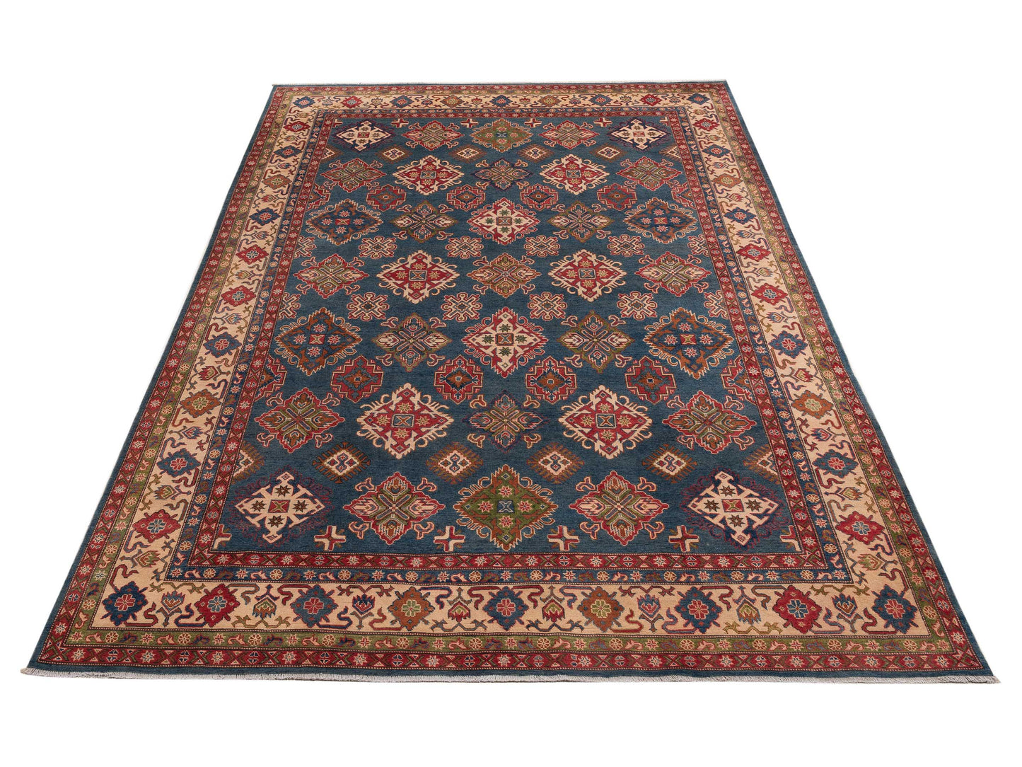 Kazak 151923 Blue Ivory 8.11x12.7 Hand Knotted Rug