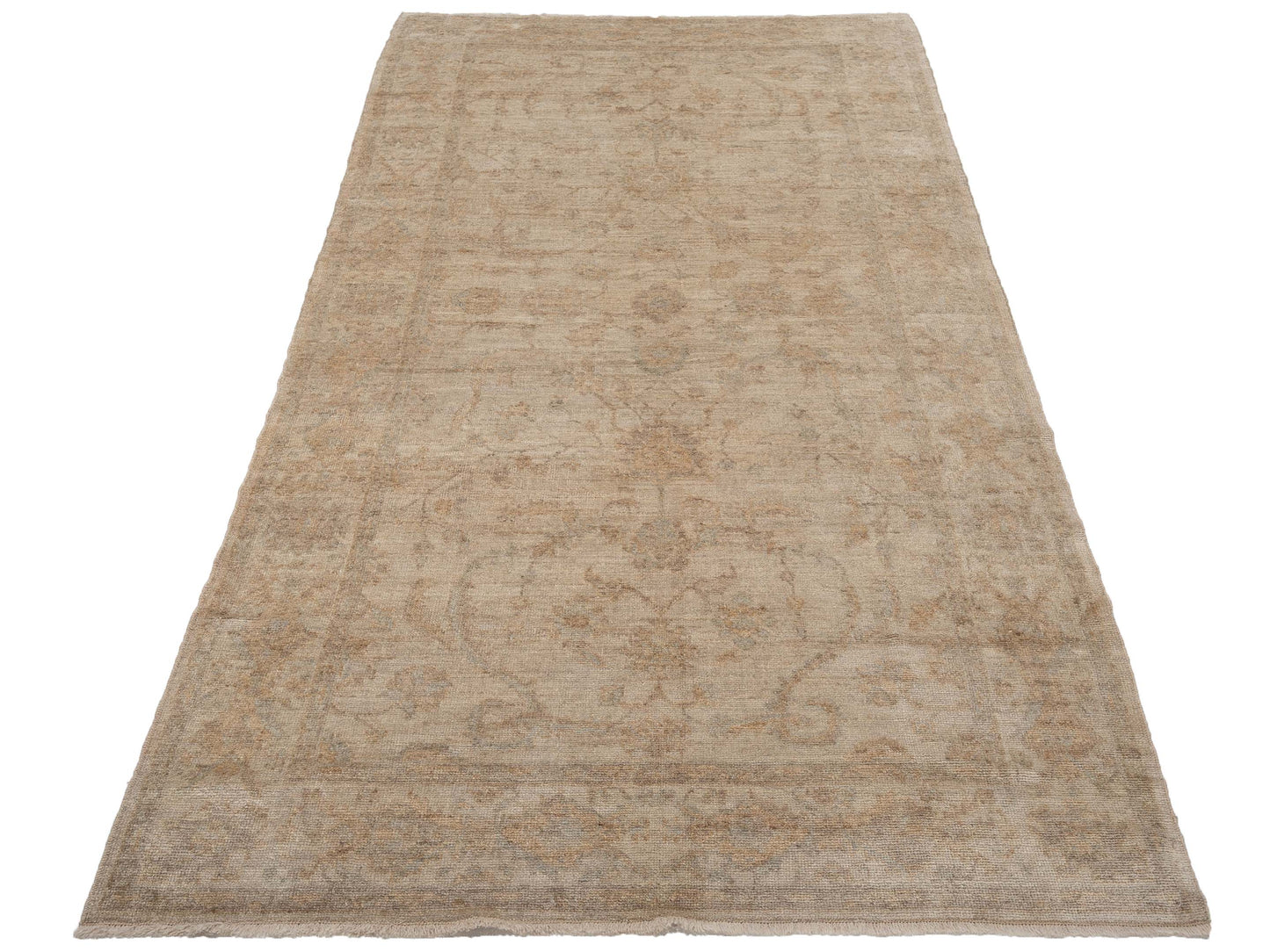 Angora Oushak 109038 Beige Beige 6.4x12.2 Hand Knotted Rug