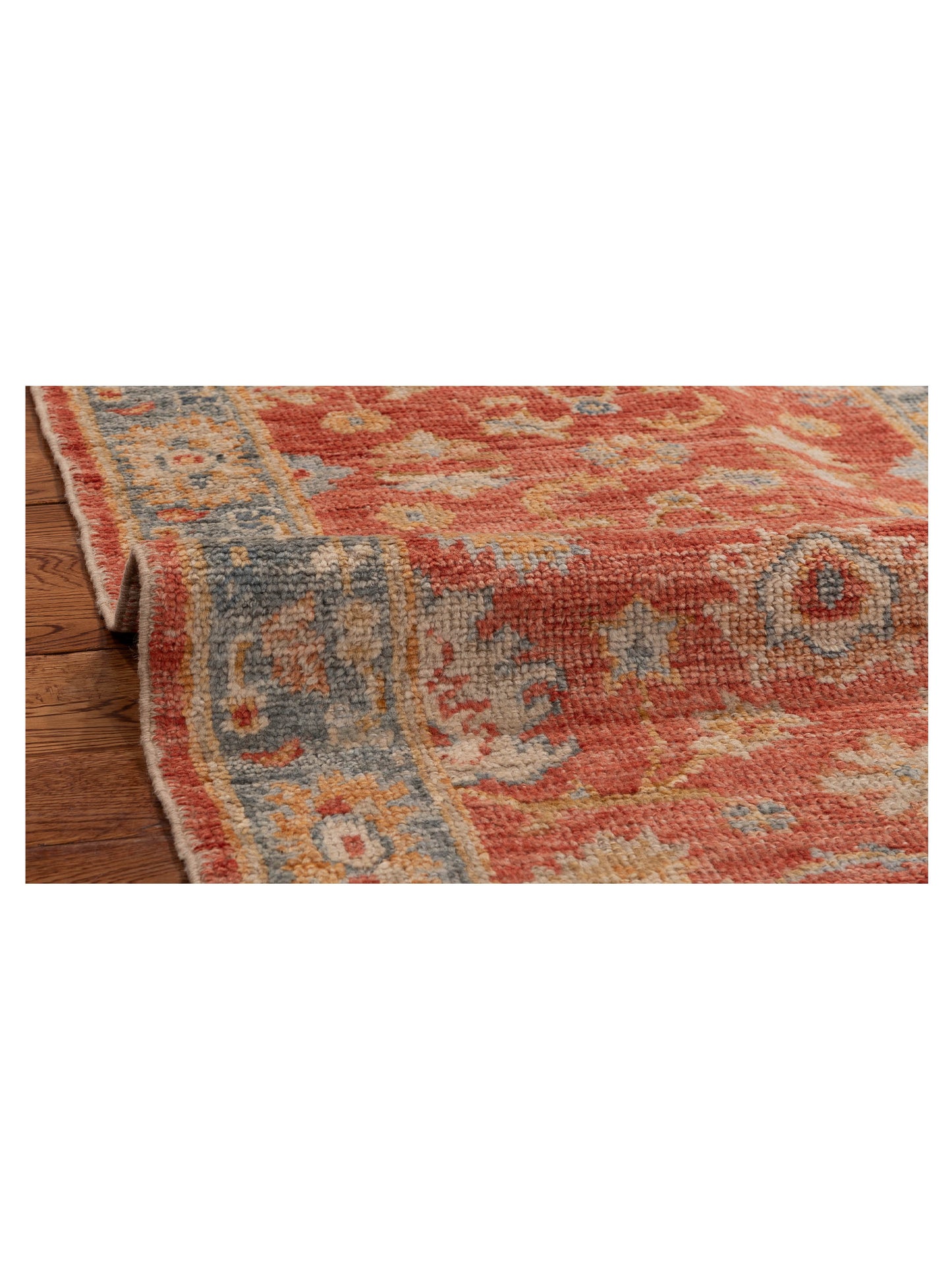 Angora Oushak 153986 Red Blue 2.7x11.8 Hand Knotted Rug
