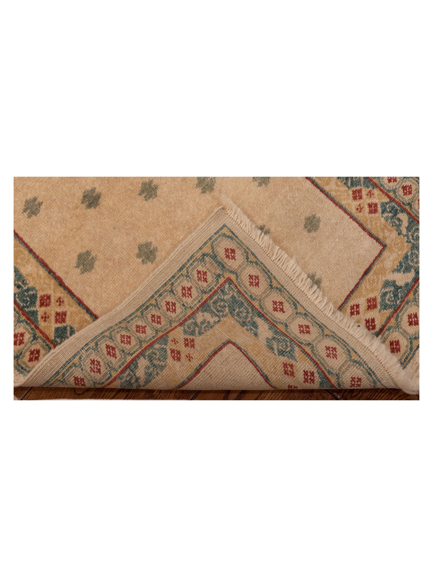 Antique Loom 147407 Ivory Green 2.6x8.1 Hand Knotted Rug