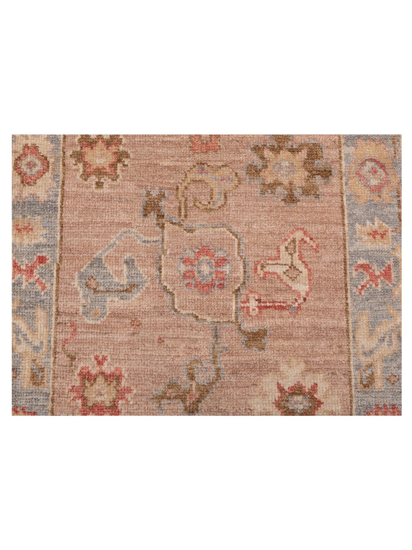 Angora Oushak 141246 Pink Blue Gray 2.9x8 Hand Knotted Rug