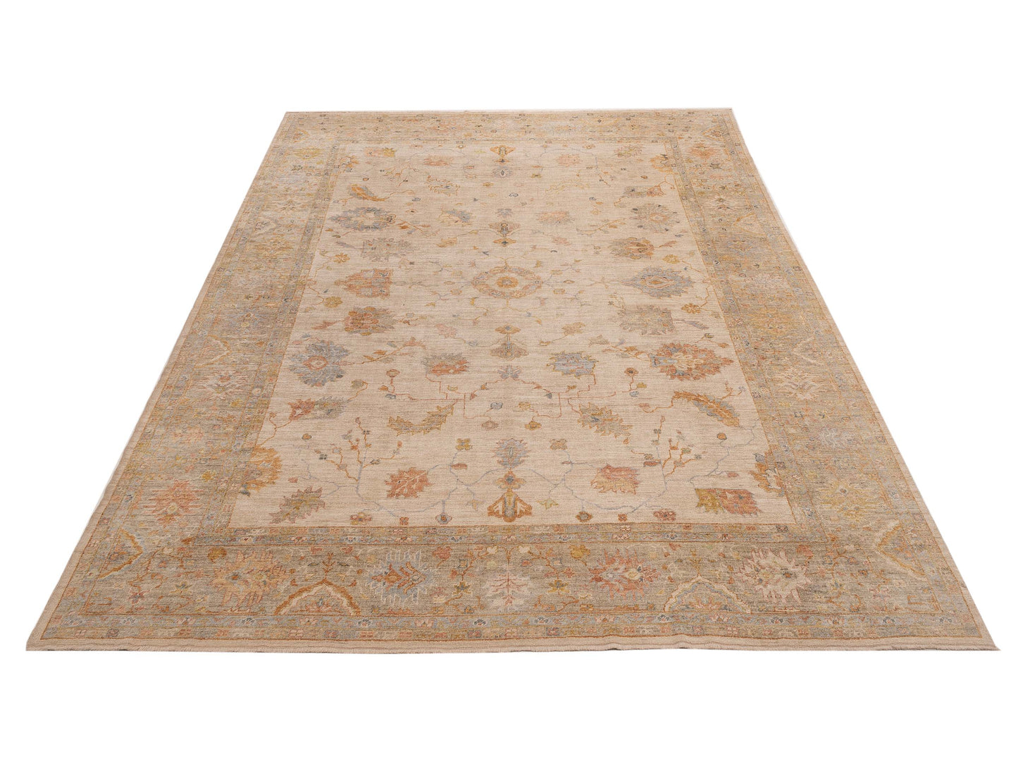 Angora Oushak 153958 Beige Beige 11.6x14.10 Hand Knotted Rug