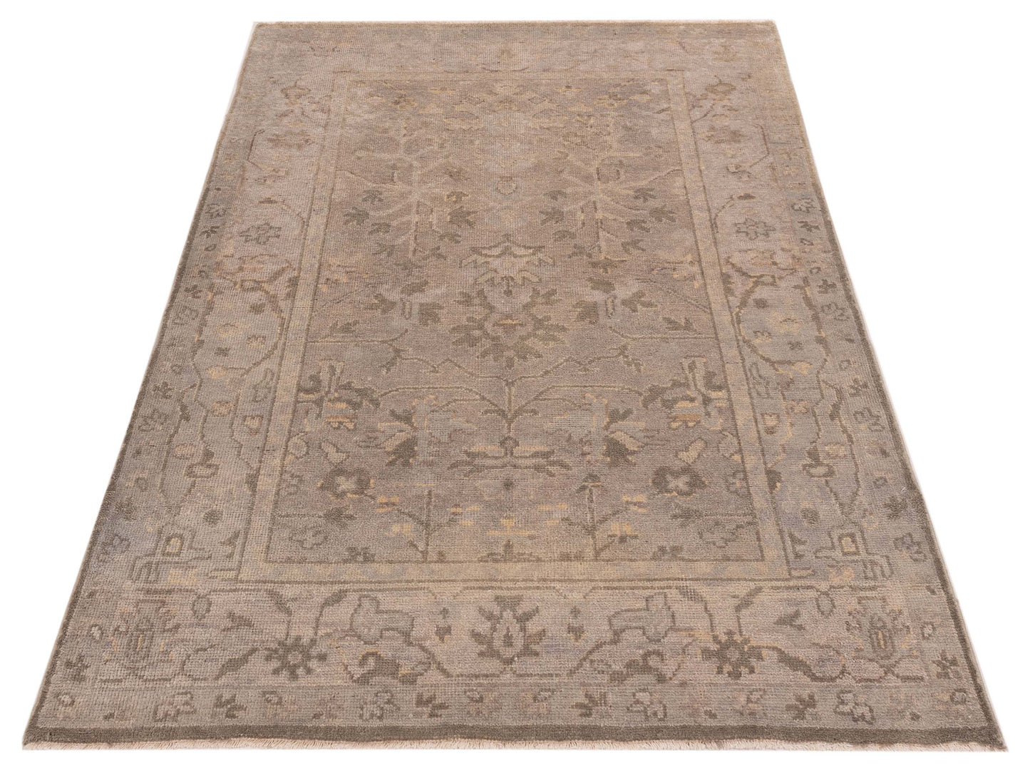 Oushak Shah 119169 Gray 4x6 Hand Knotted Rug
