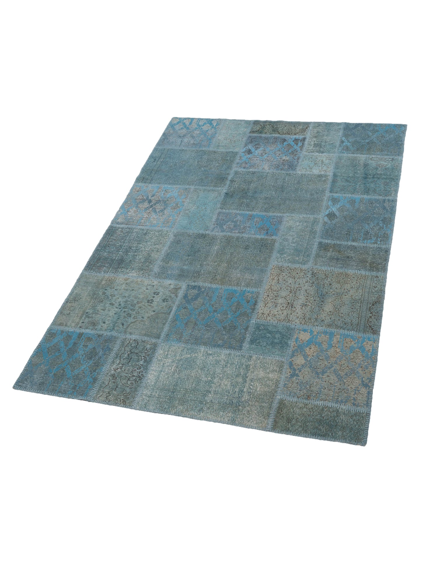 Turkish Vestige Patchwork 147556 Blue 6.7x9.10 Hand Knotted Rug