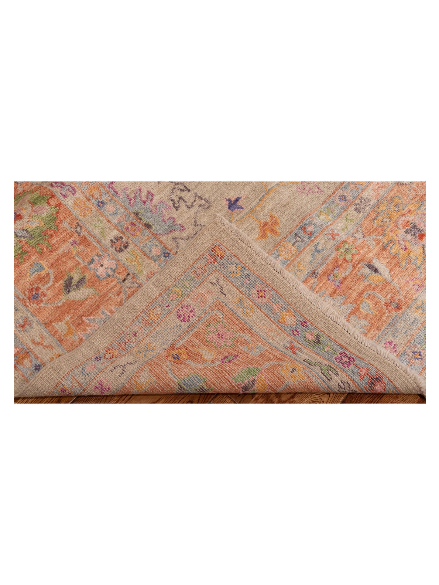 Angora Oushak 150316 Beige Orange 9.1x11.11 Hand Knotted Rug