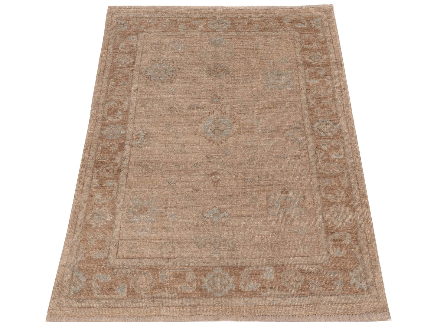 Angora Oushak 125653 Silver Dark Gray 3.9x5.2 Hand Knotted Rug