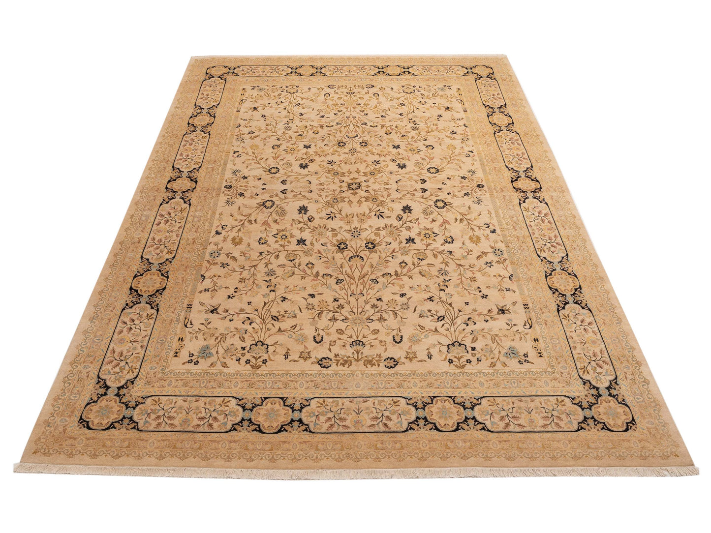 Haji Jalili 111375 Ivory Black 10.1x14 Hand Knotted Rug