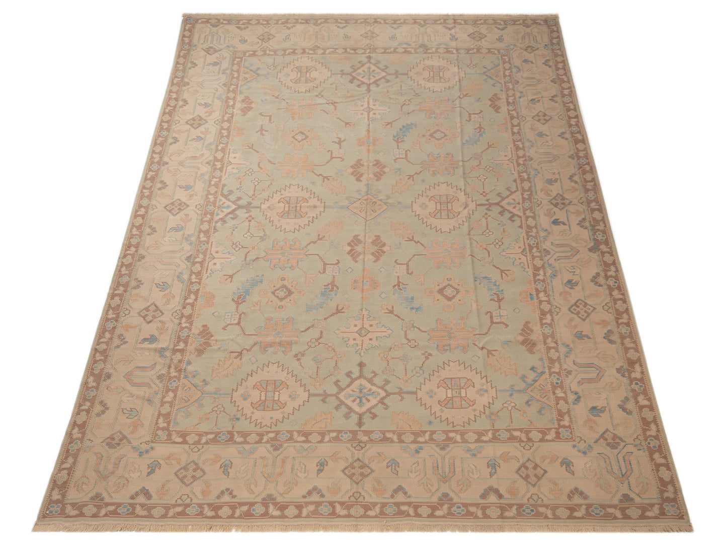 Transilvanian Kilim 73797 Green Beige 11.4x15.6 Hand Woven Rug