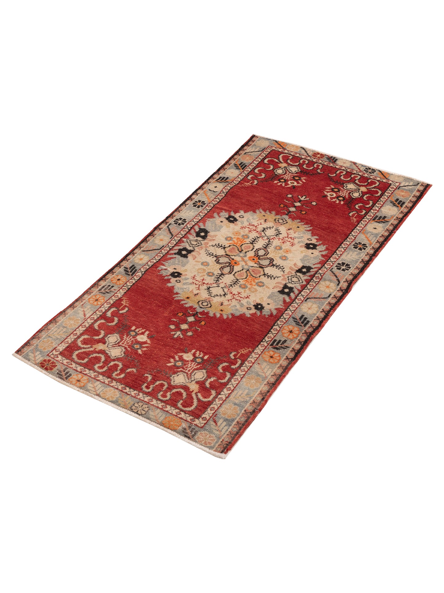Old Anatolian 154164 Red Gray 2.11x5.10 Hand Knotted Rug