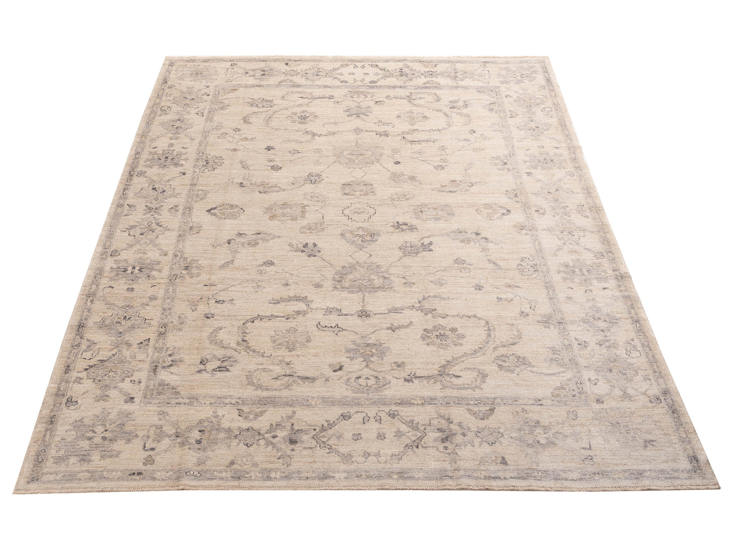 Angora Oushak 156226 Ivory Ivory 9.3x12.1 Hand Knotted Rug