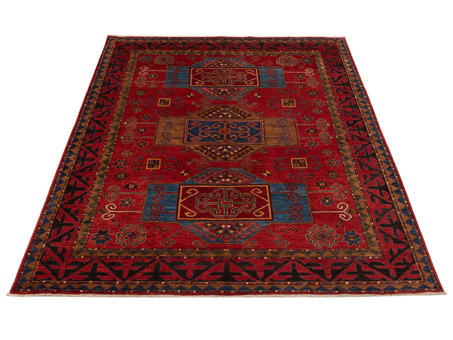 Artisan Kazak 151864 Red Red 8x9.9 Hand Knotted Rug