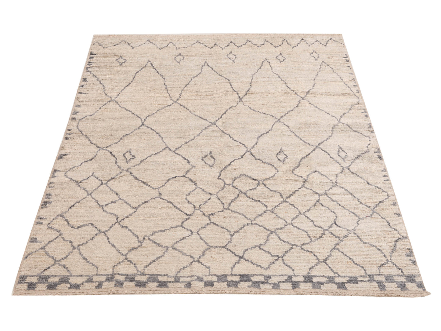 Berber Aspendos Ivory Gray 6.9x8 Hand Knotted Rug