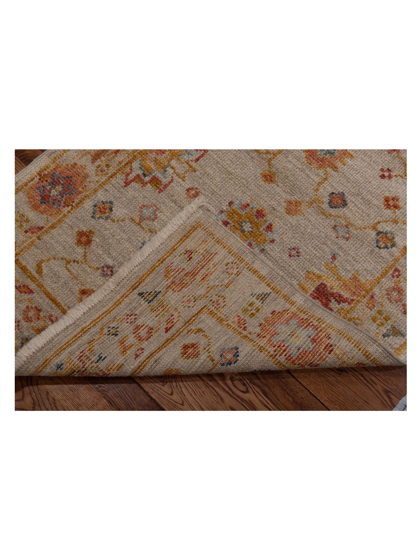 Angora Oushak 146498 Ivory Silver 2.7x13.9 Hand Knotted Rug