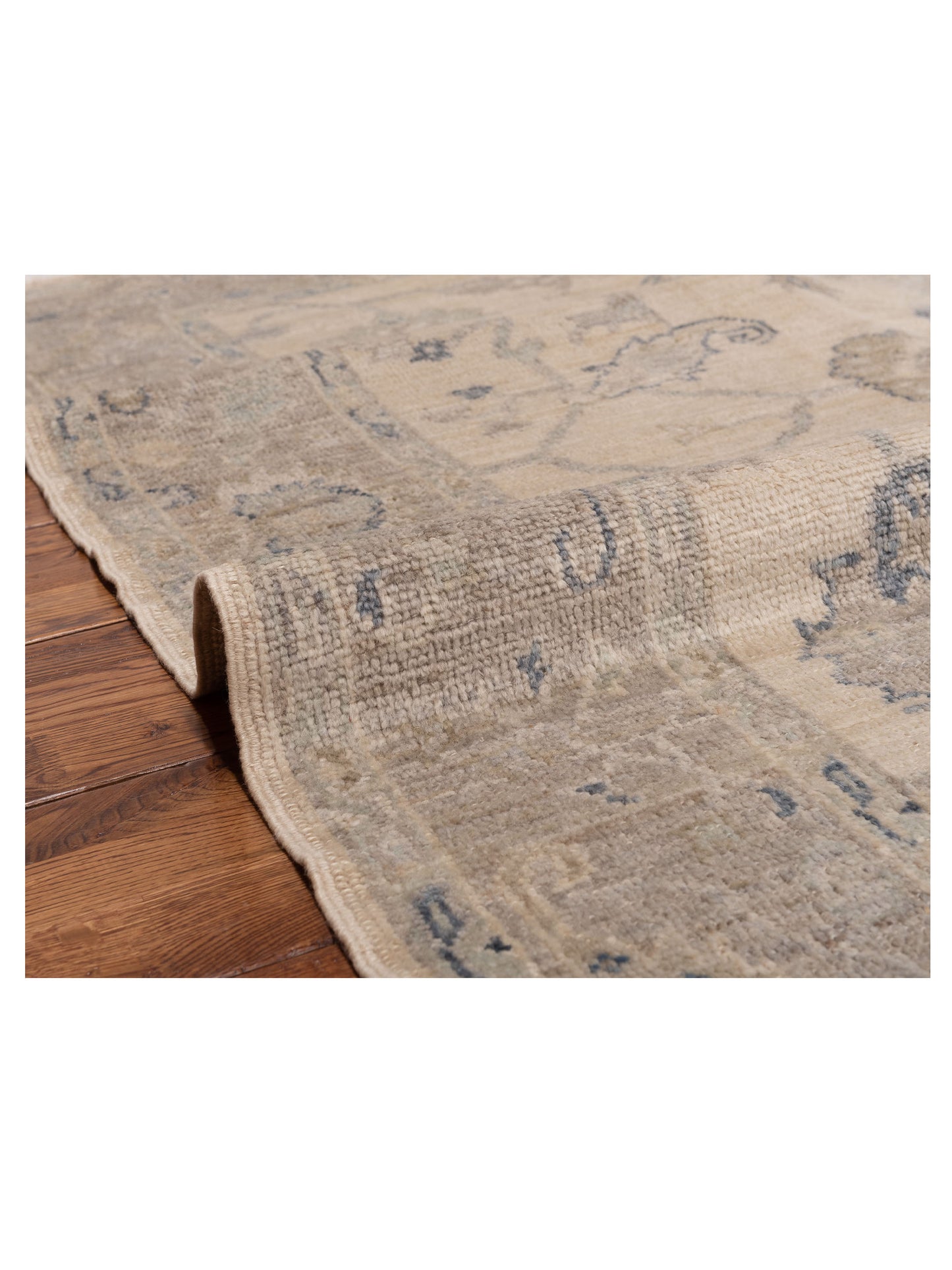 Angora Oushak 150427 Ivory Brown 5x6.10 Hand Knotted Rug
