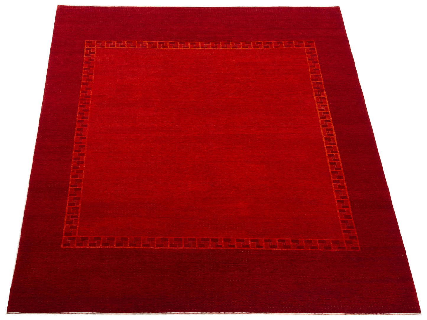 Loribaft 108476 Orange Red 9x11.9 Hand Knotted Rug