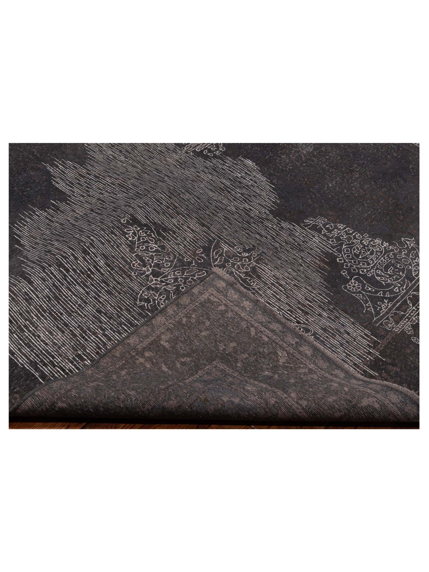 Vintage 122322 Dark Gray 6.5x9.6 Hand Knotted Rug
