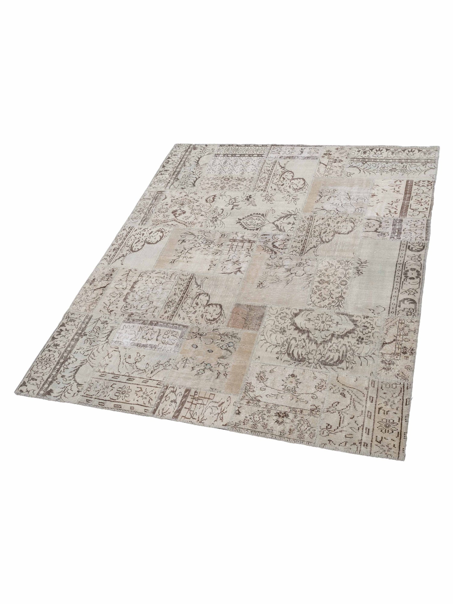 Turkish Vestige Patchwork 142765 Silver 8.1x10 Hand Knotted Rug