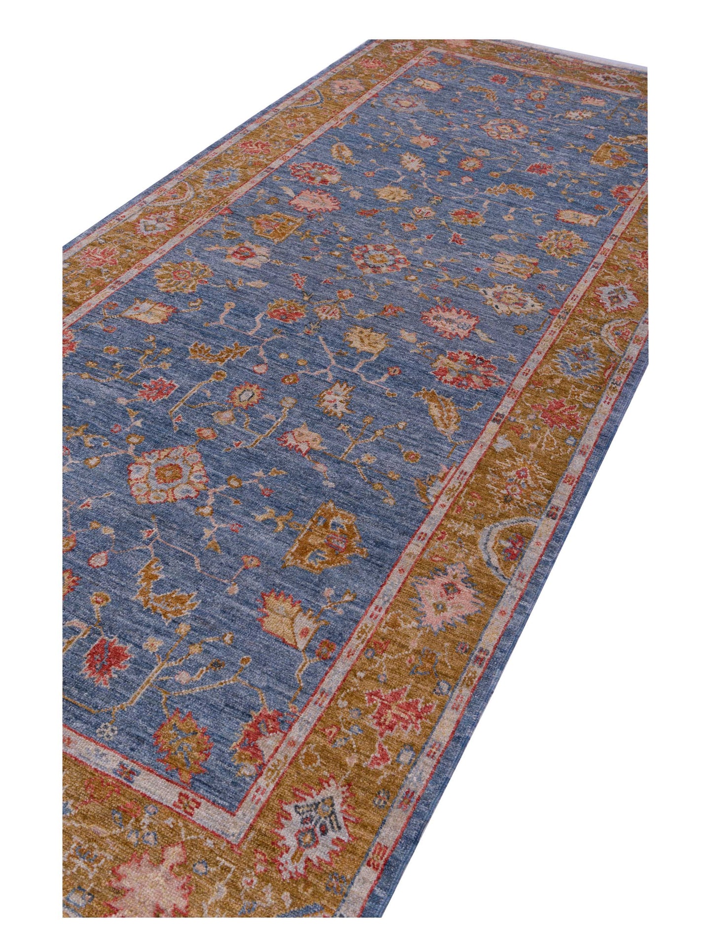 Angora Oushak 144638 Blue Brown 6.2x14.6 Hand Knotted Rug