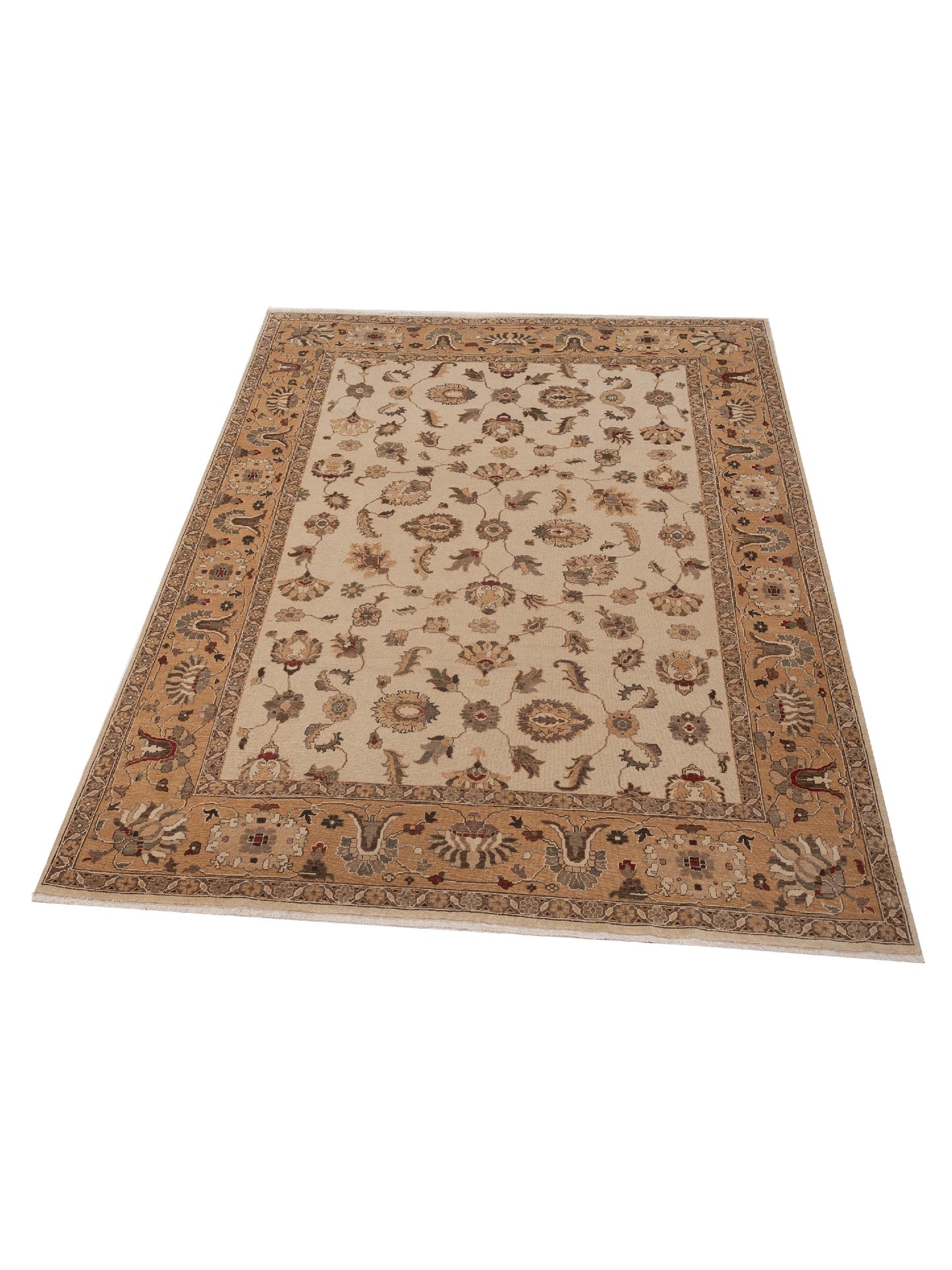 Turkish Elvan 79181 Ivory Gold 9.3x12 Hand Knotted Rug