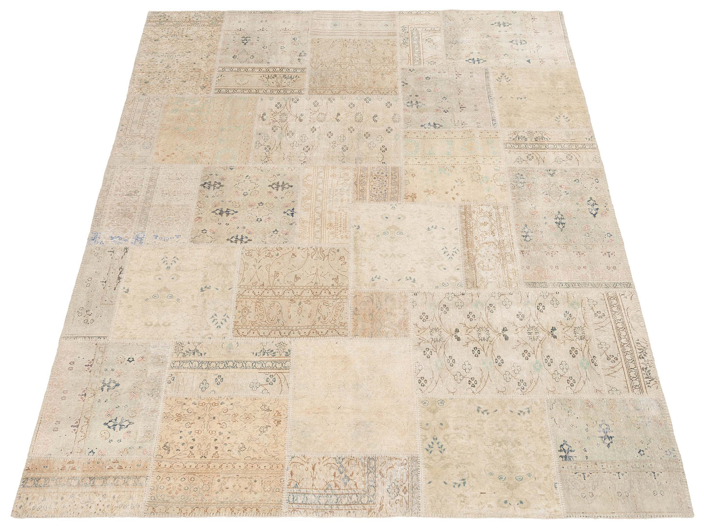 Turkish Vestige Patchwork 147811 Beige Beige 8.1x9.10 Hand Knotted Rug