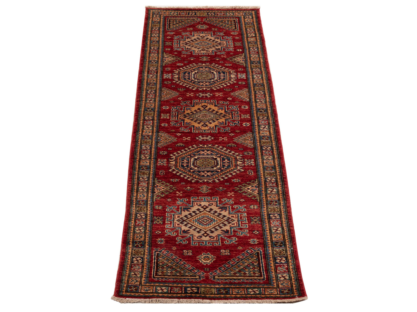 Artisan Kazak 139408 Red Multi 2.9x8.8 Hand Knotted Rug
