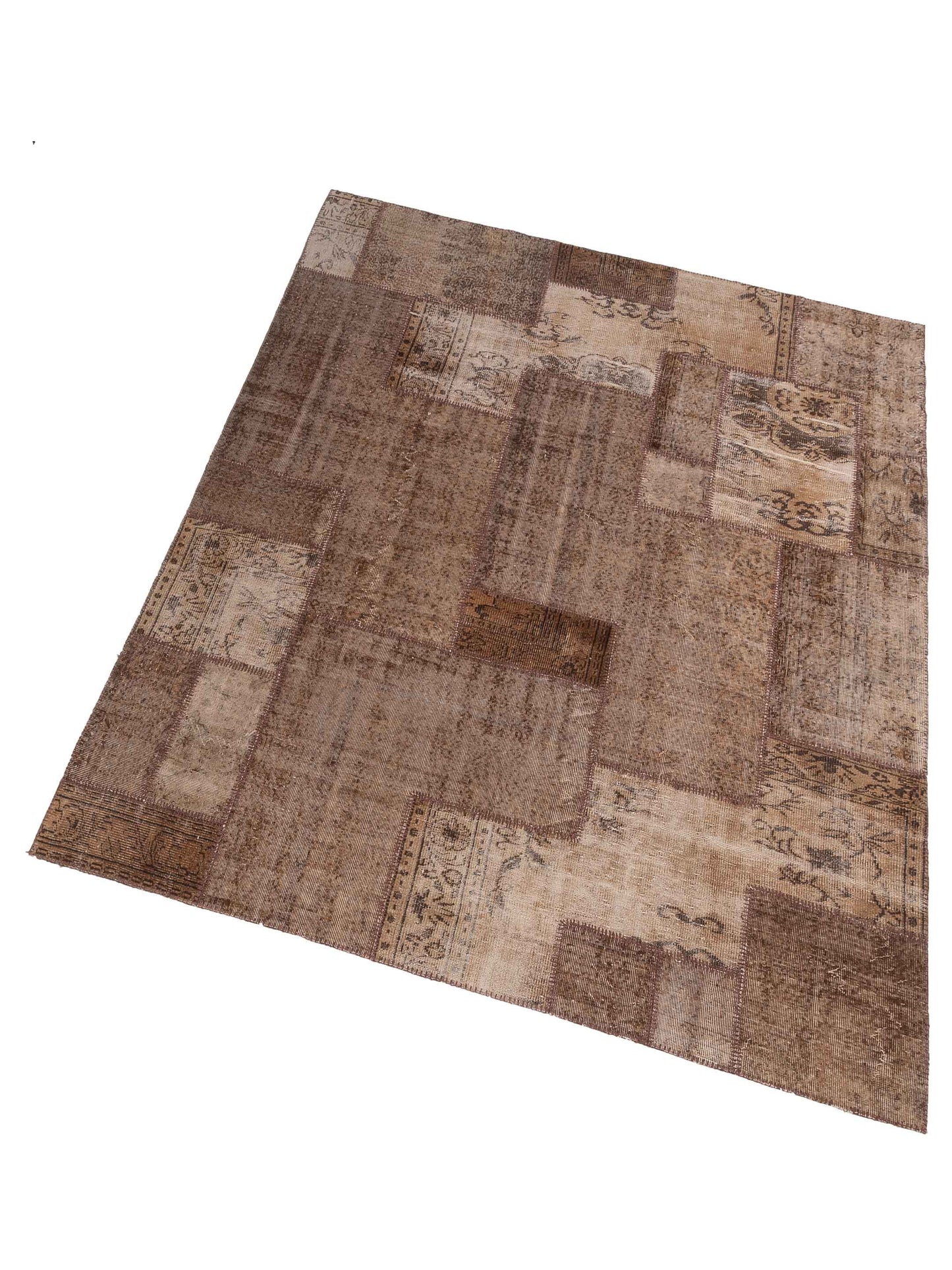 Turkish Vestige Patchwork 108976 Brown 8.3x9.10 Hand Knotted Rug