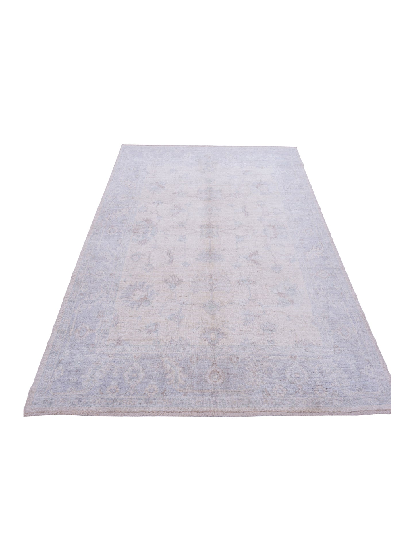 Angora Oushak 126785 Ivory Light Gray 8x9.10 Hand Knotted Rug
