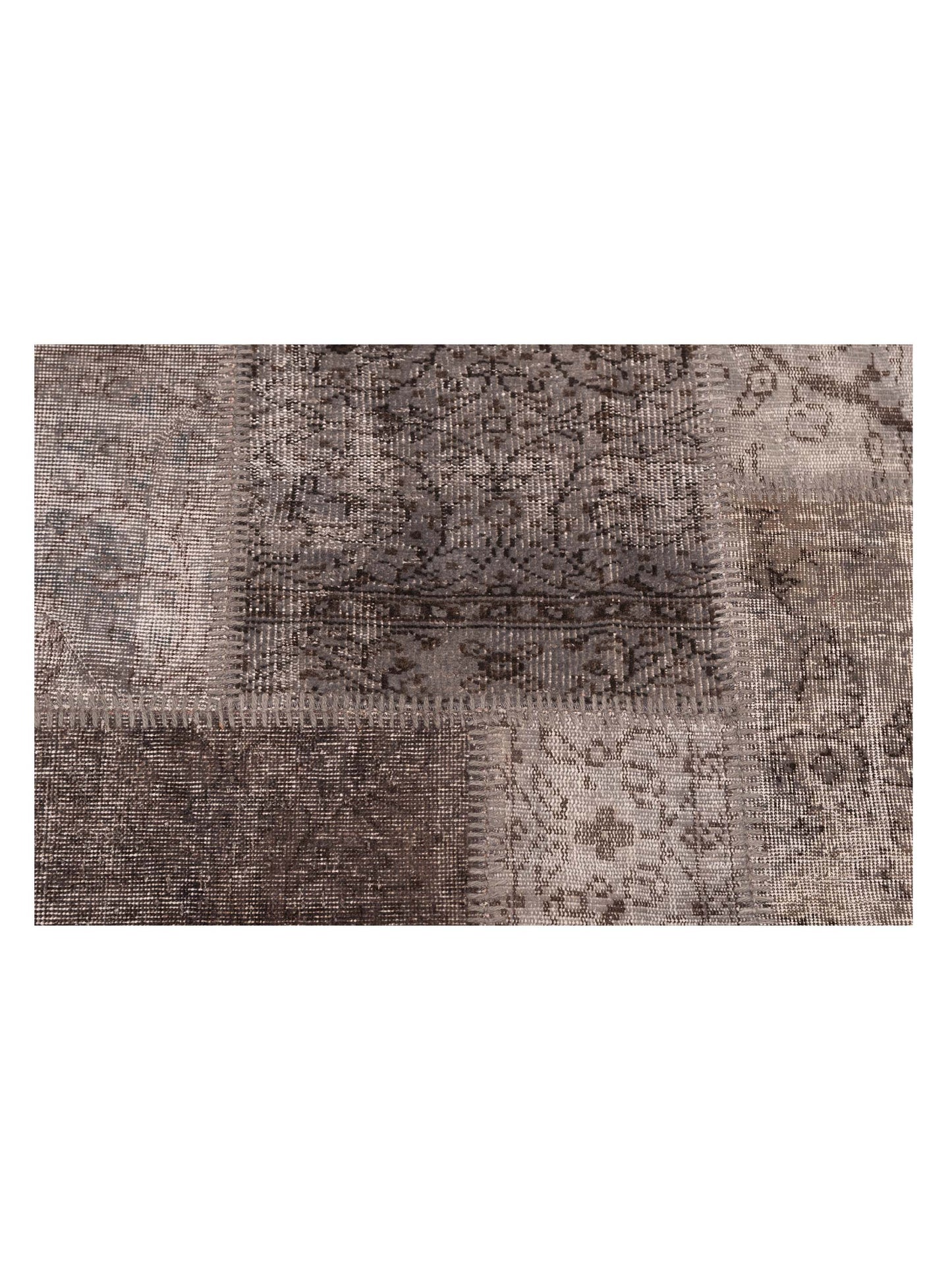 Turkish Vestige Patchwork 129768 Gray 9.1x12.1 Hand Knotted Rug