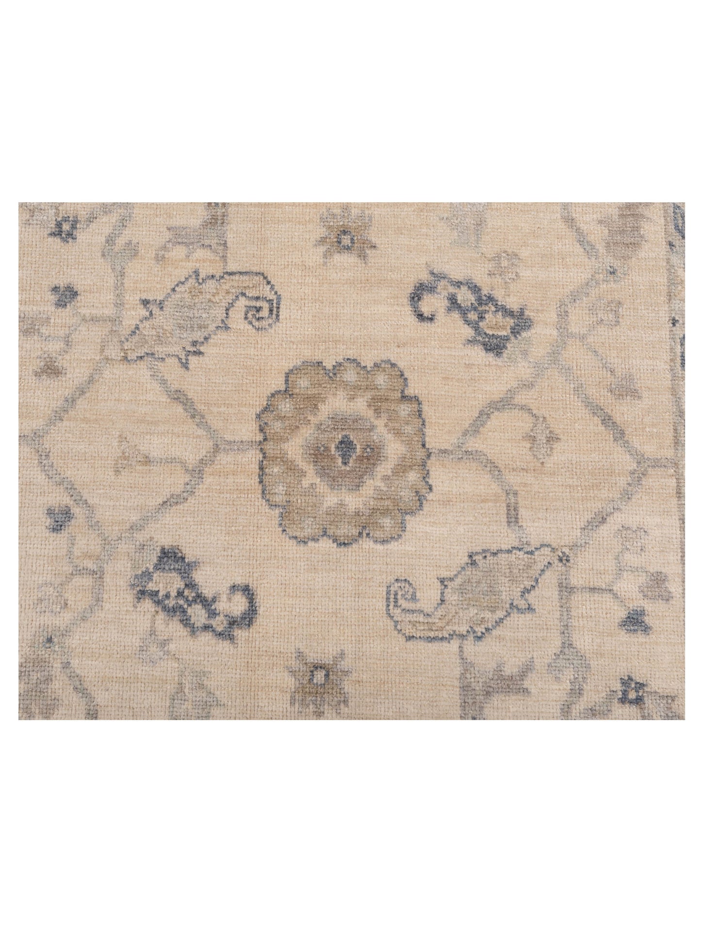 Angora Oushak 150427 Ivory Brown 5x6.10 Hand Knotted Rug