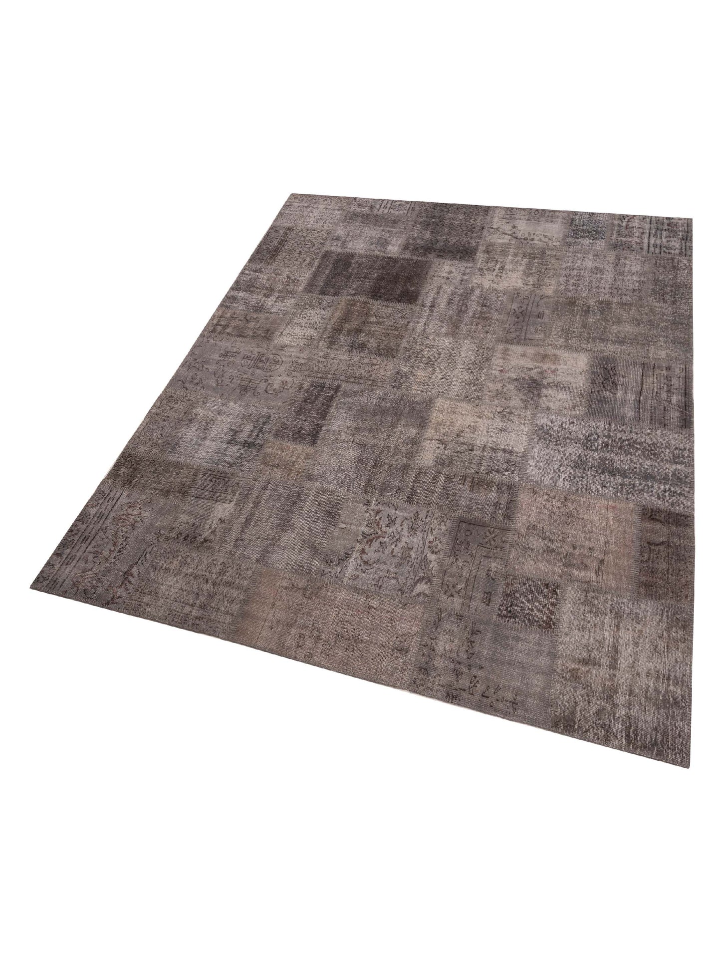 Turkish Vestige Patchwork 129768 Gray 9.1x12.1 Hand Knotted Rug