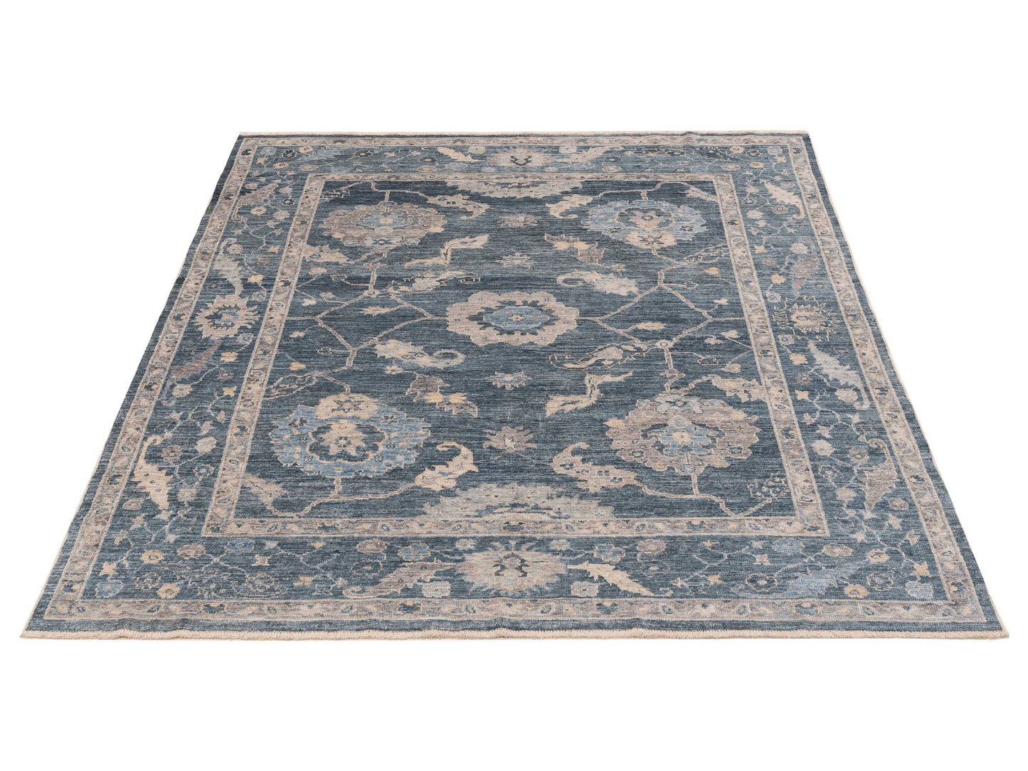Angora Oushak 153510 Blue Blue 8.4x9 Hand Knotted Rug