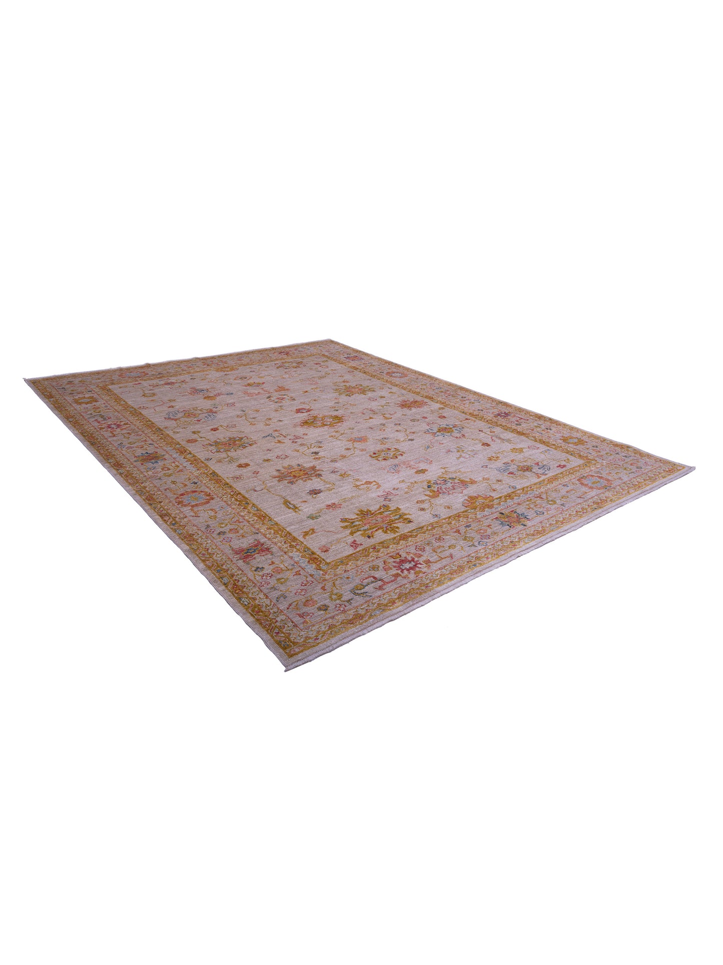 Angora Oushak 146456 Ivory Silver 10.2x12.10 Hand Knotted Rug