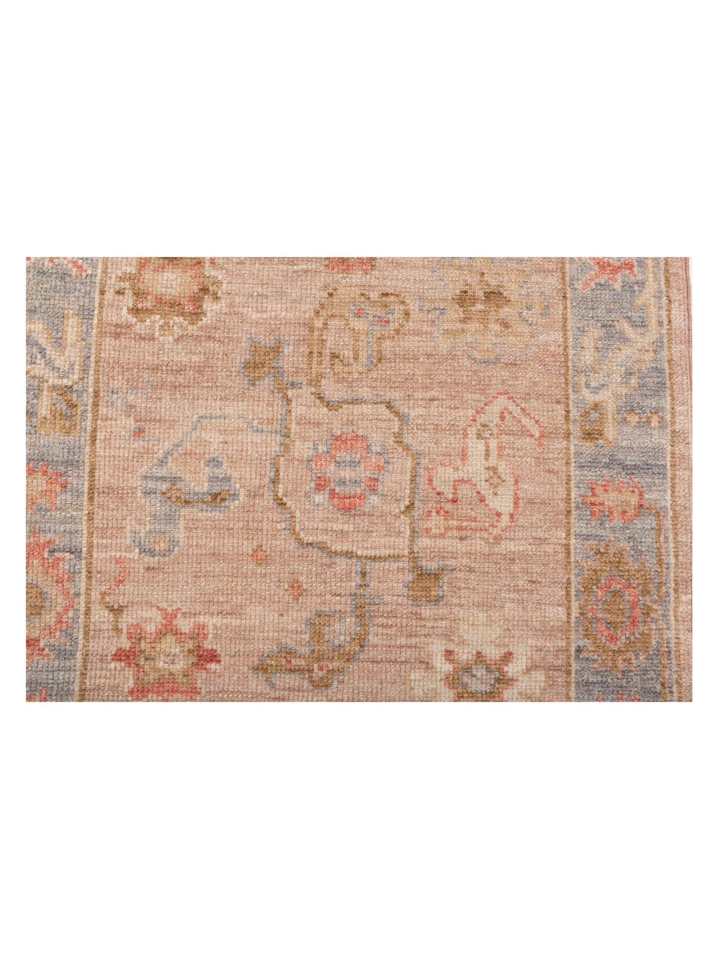 Angora Oushak 149544 Pink Gray 2.7x9.8 Hand Knotted Rug