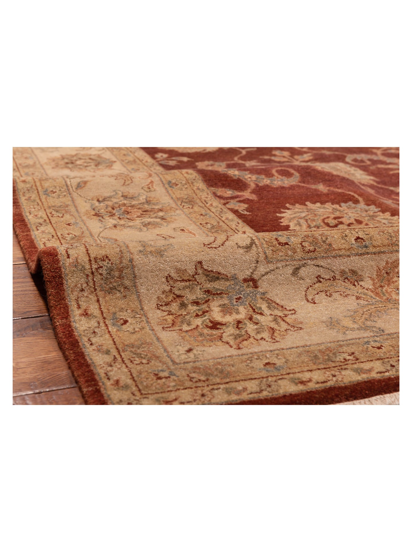Ghazani 115642 Rust Ivory 8.11x11.11 Hand Knotted Rug
