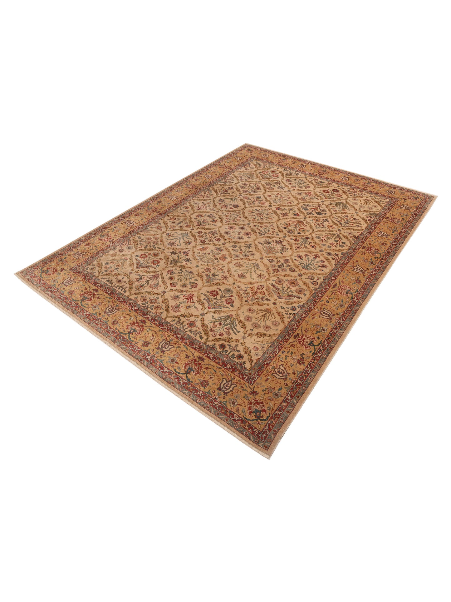 Antique Loom 107947 Beige Gold 10.3x13.8 Hand Knotted Rug