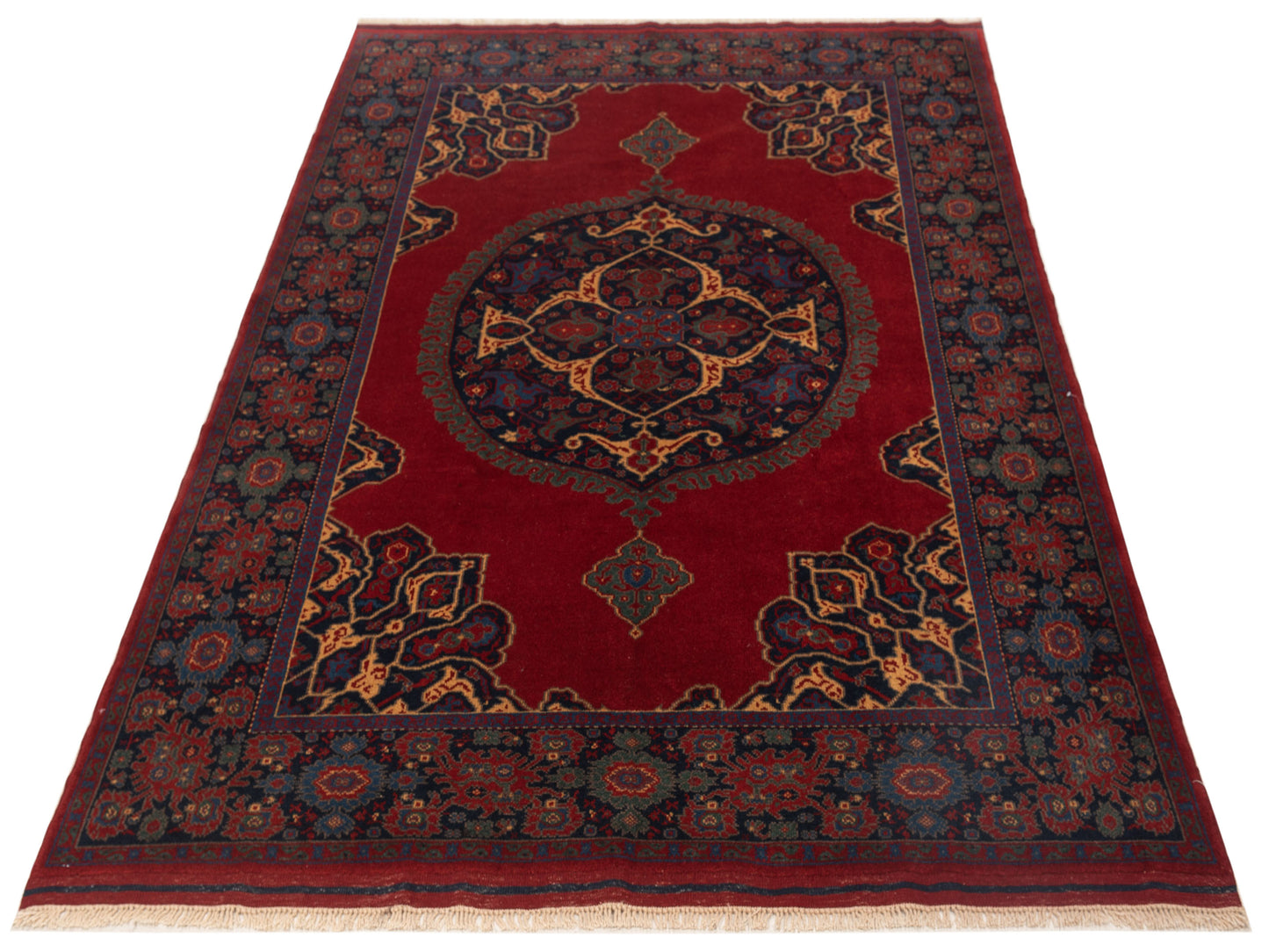 Turkish Shirwan 145125 Red Navy 6.7x9 Hand Knotted Rug