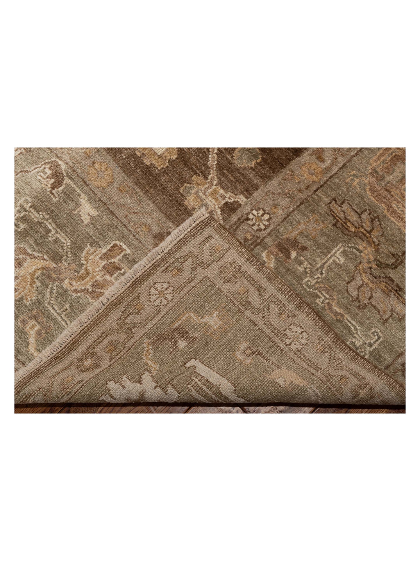 Angora Oushak 128314 Brown Green 11.10x15.1 Hand Knotted Rug