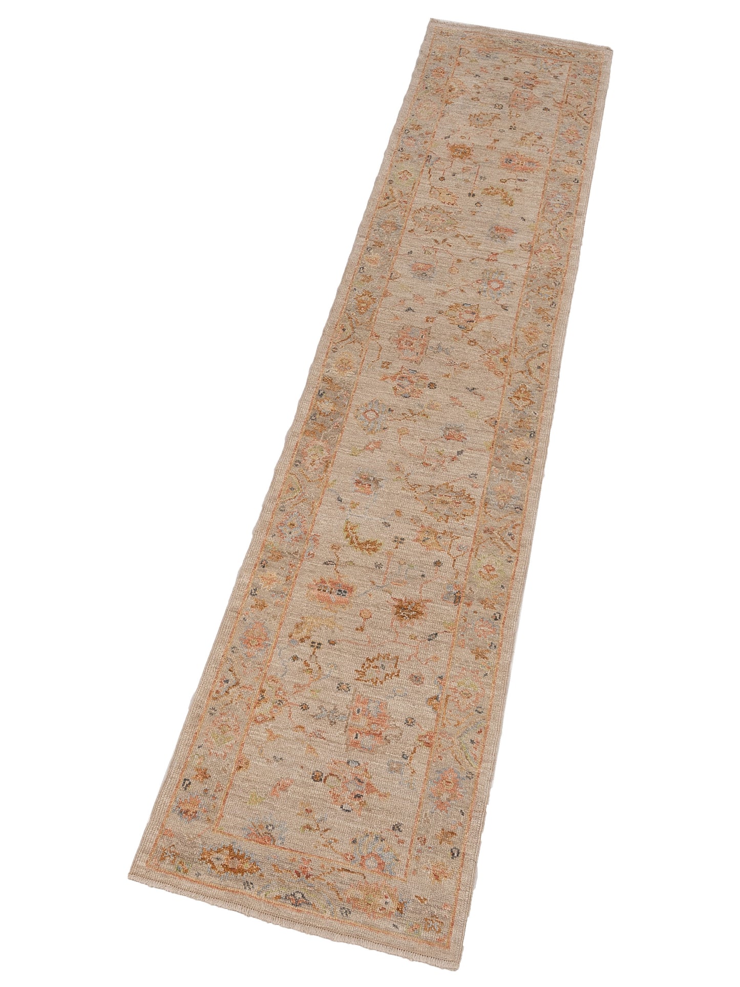 Angora Oushak 150377 Beige Brown 2.8x13.9 Hand Knotted Rug