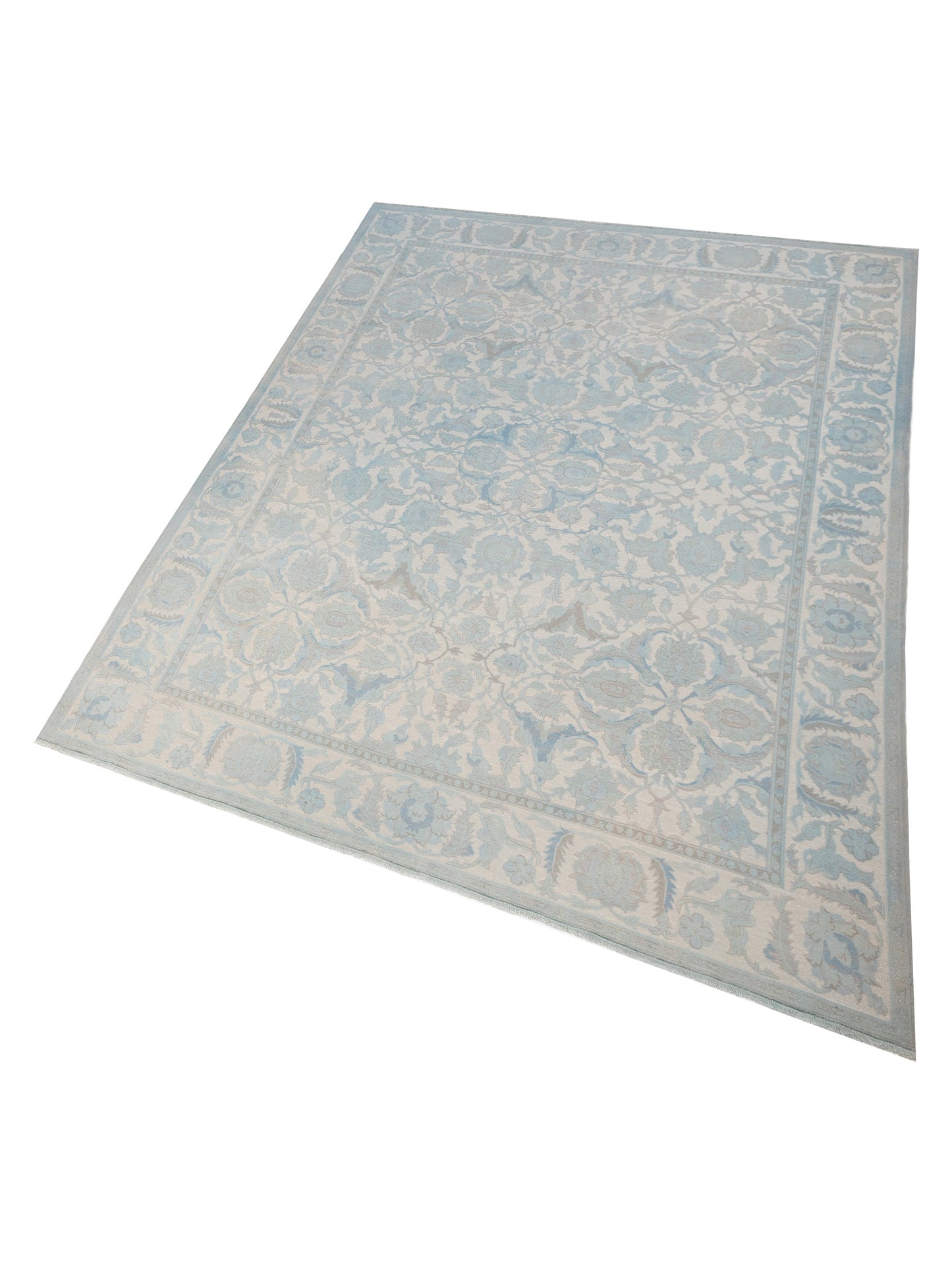 Vintage 122682 Silver Blue 10.3x13 Hand Knotted Rug