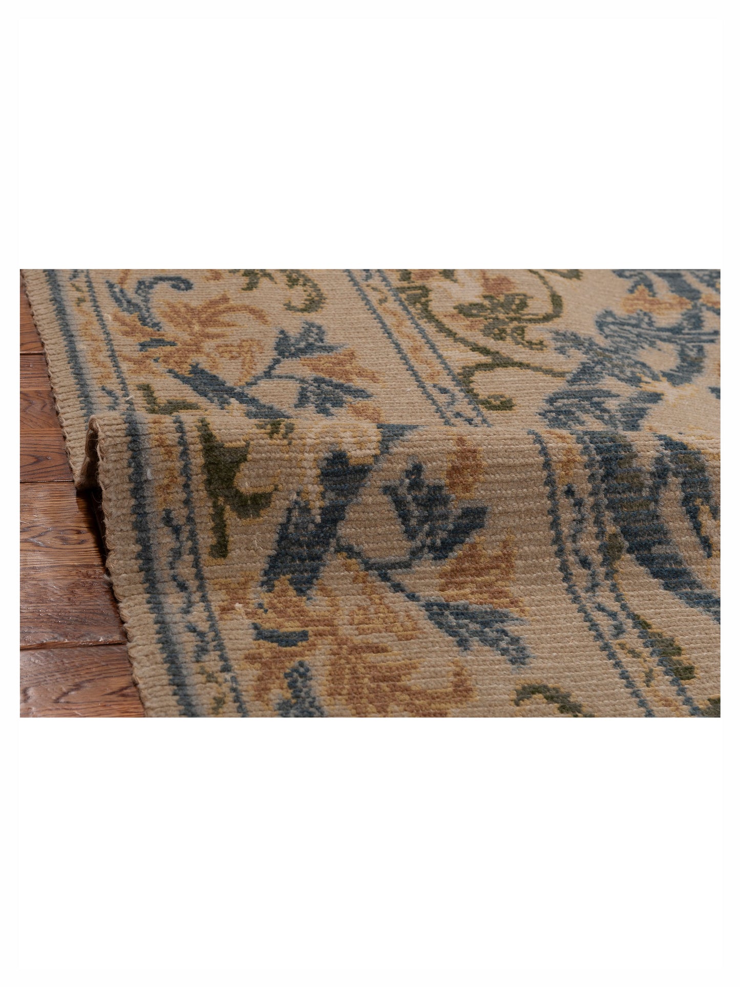 Bouquet 116224 Beige Blue 10.6x12.6 Hand Knotted Rug