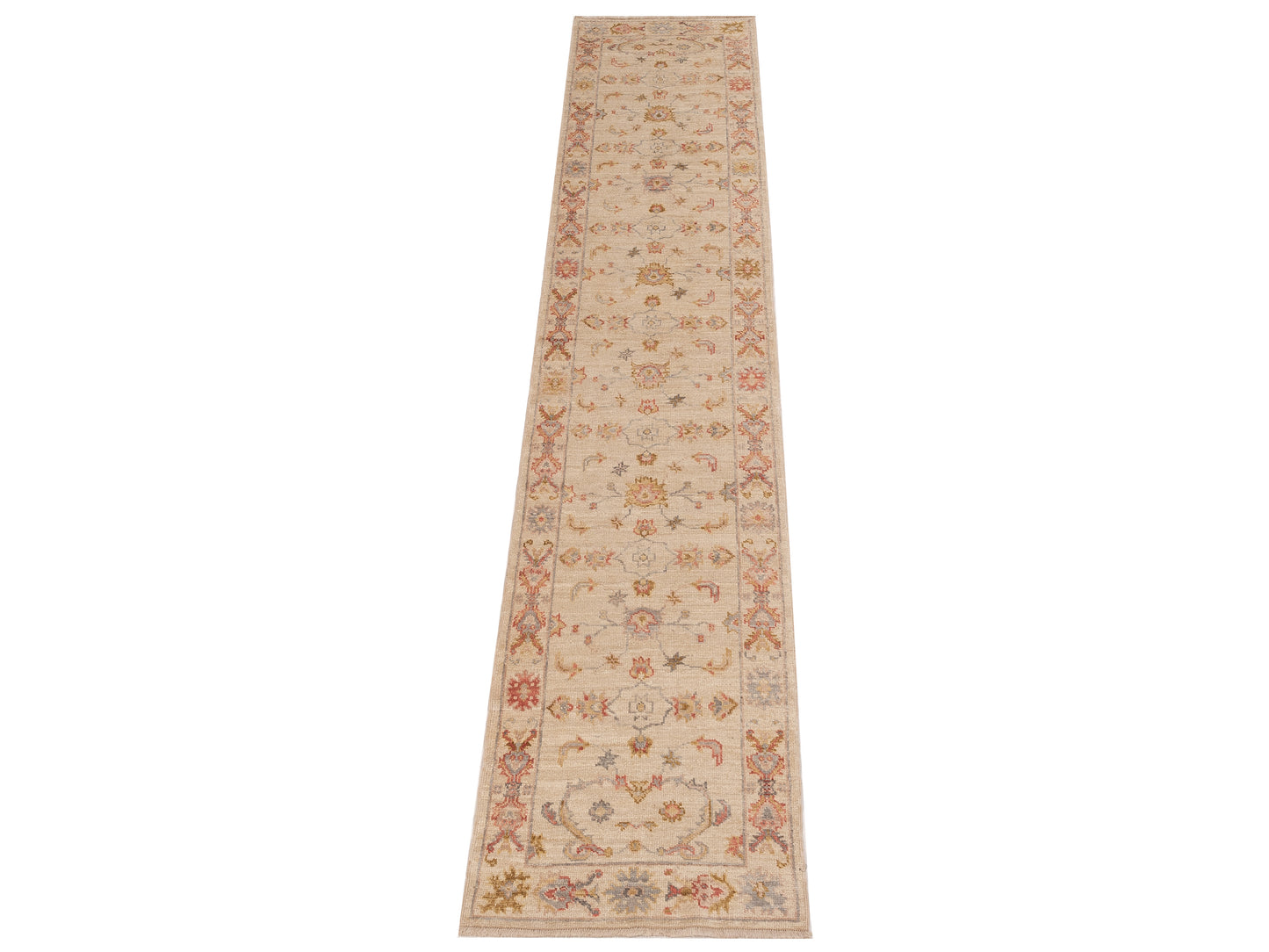 Angora Oushak 149624 Ivory Ivory 2.8x13.5 Hand Knotted Rug