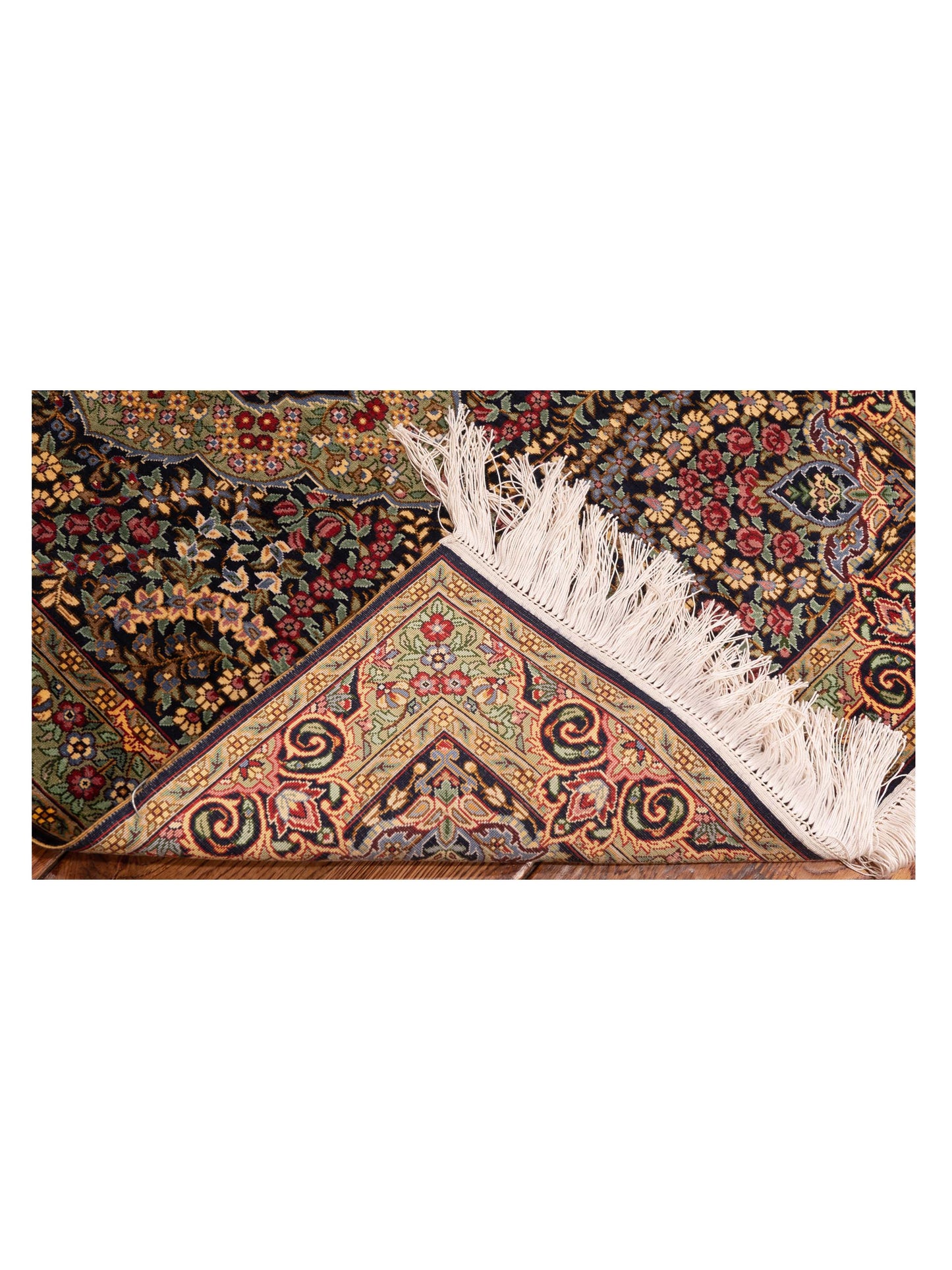 Pure Silk 122383 Black Green 2.1x3.2 Hand Knotted Rug