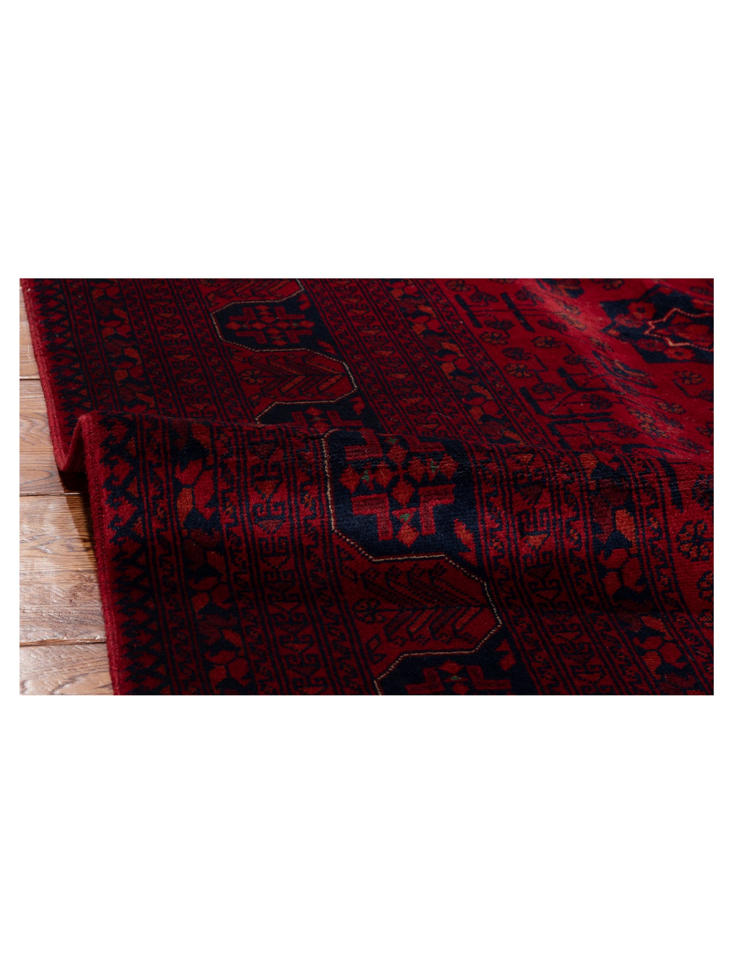 Afghan Belcik 152050 Red Navy 9.1x12.1 Hand Knotted Rug