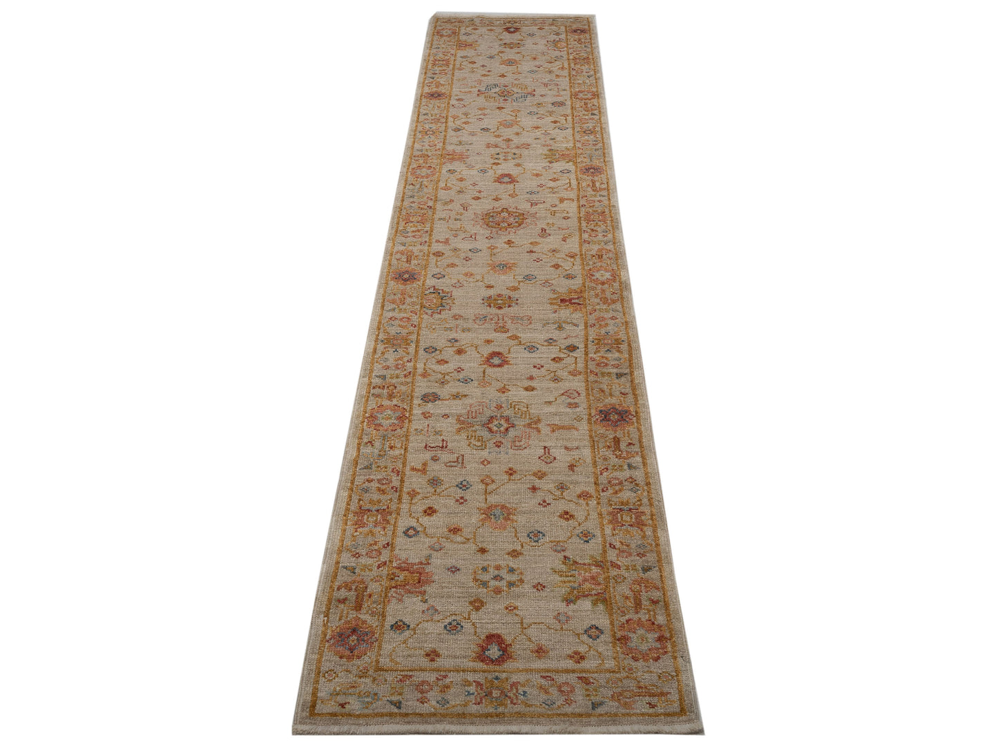 Angora Oushak 146522 Ivory Silver 2.8x13.9 Hand Knotted Rug