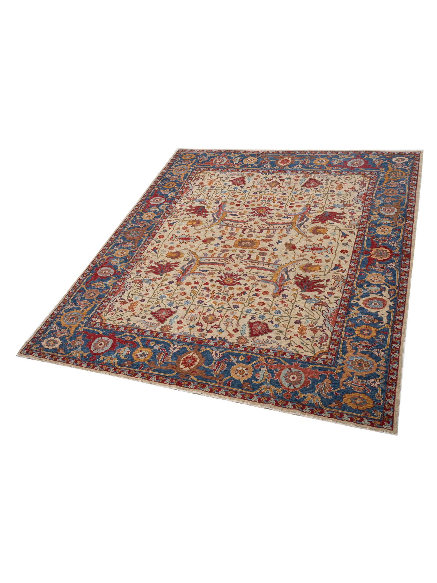 Antique Loom Fine 147223 Ivory Navy 10x11.3 Hand Knotted Rug