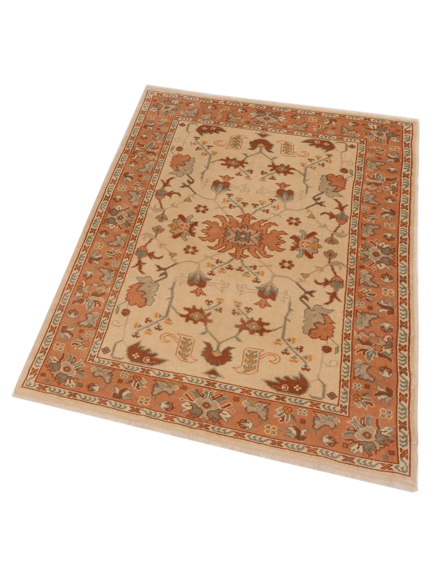 Anadol Oushak 145111 Ivory Pink 5.1x6.10 Hand Knotted Rug
