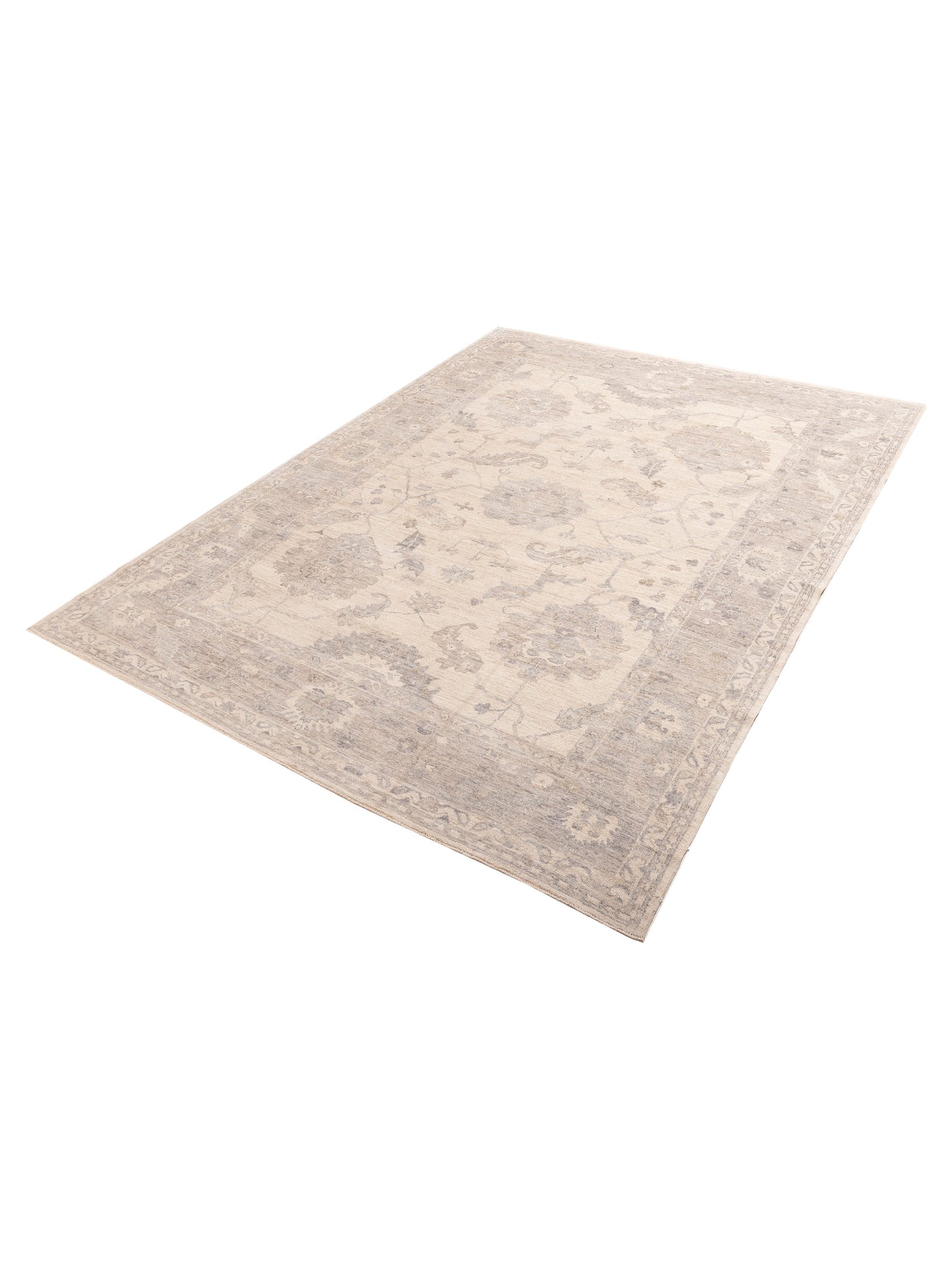 Angora Oushak 156059 Ivory Gray 10x13.6 Hand Knotted Rug